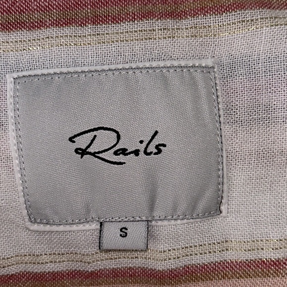 Rails Charli Jewel Stripe Metallic Gold Button Down Shirt - S - Picture 12 of 16